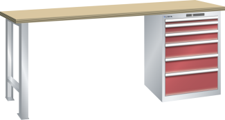 Bild 1: Werkbank 27x27E (BxTxH) 2000x700x890mm Multiplex RFID Lock R7035/R3003