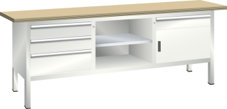 Bild 1: Kompaktwerkbank (BxTxH) 2000x700x840mm Multiplex KEY Lock R9002