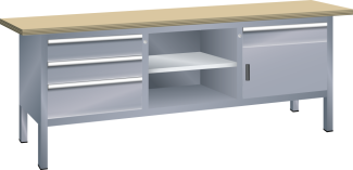 Bild 1: Kompaktwerkbank (BxTxH) 2000x700x840mm Multiplex KEY Lock R9006