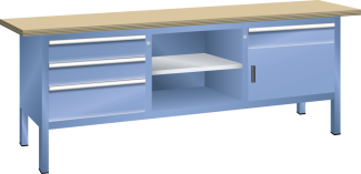 Bild 1: Kompaktwerkbank (BxTxH) 2000x700x840mm Multiplex KEY Lock R5019