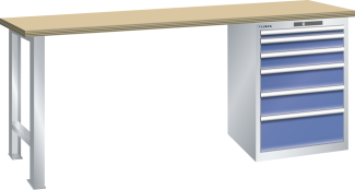 Bild 1: Werkbank 27x27E (BxTxH) 2000x700x890mm Multiplex RFID Lock R7035/R5005
